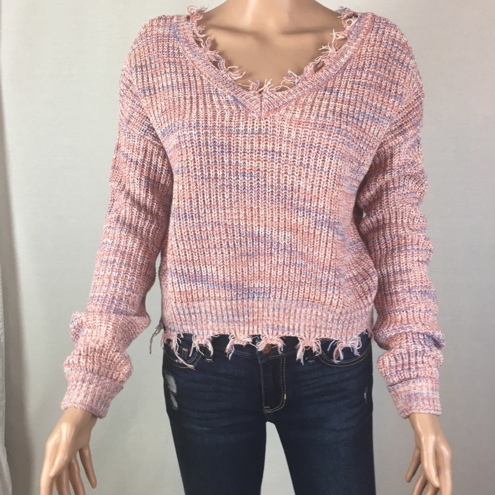 Cloud Chaser V-Neck Crop Sweater Top